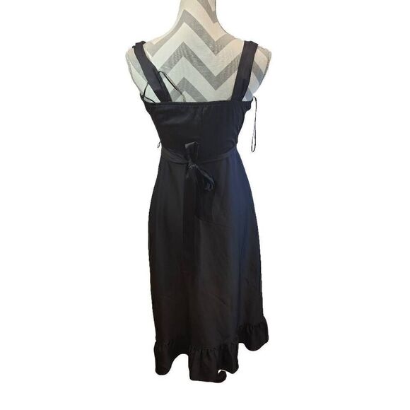 Blue Rain Black Sleeveless Ruffle Wrap Dress Size S J7 - Picture 2 of 9